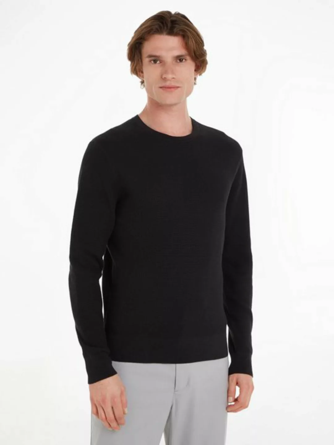 Calvin Klein Rundhalspullover "WAFFLE STRUCTURE SWEATER", mit Markenlabel günstig online kaufen