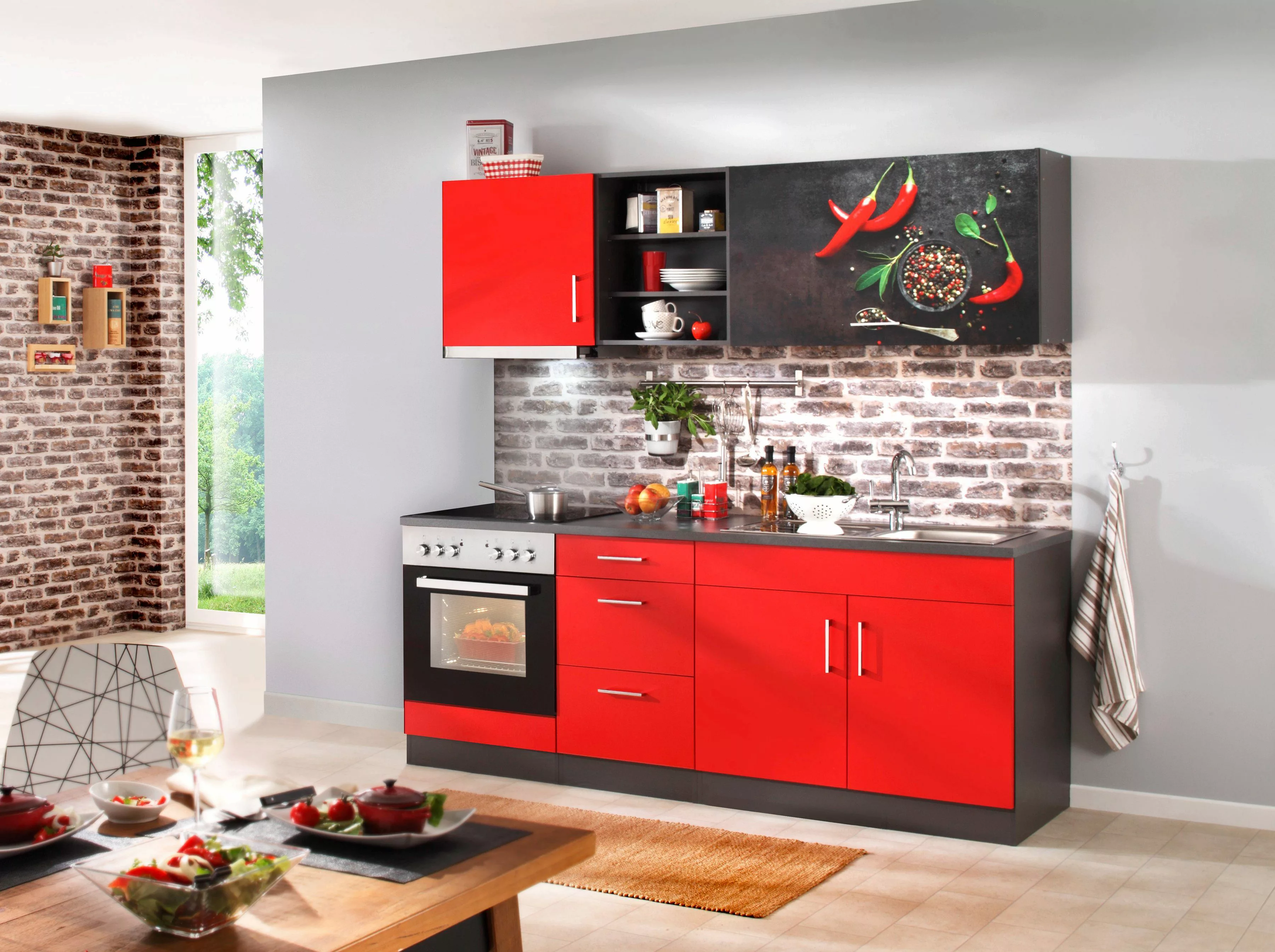 HELD MÖBEL Küchenzeile "Paris", mit E-Geräten, Breite 210 cm günstig online kaufen