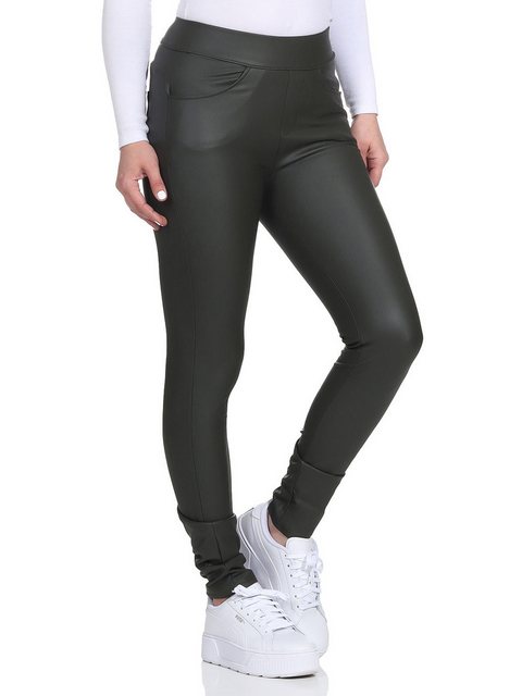 Aurela Damenmode Lederhose Kunstlederleggings für Damen leicht gefütterte L günstig online kaufen