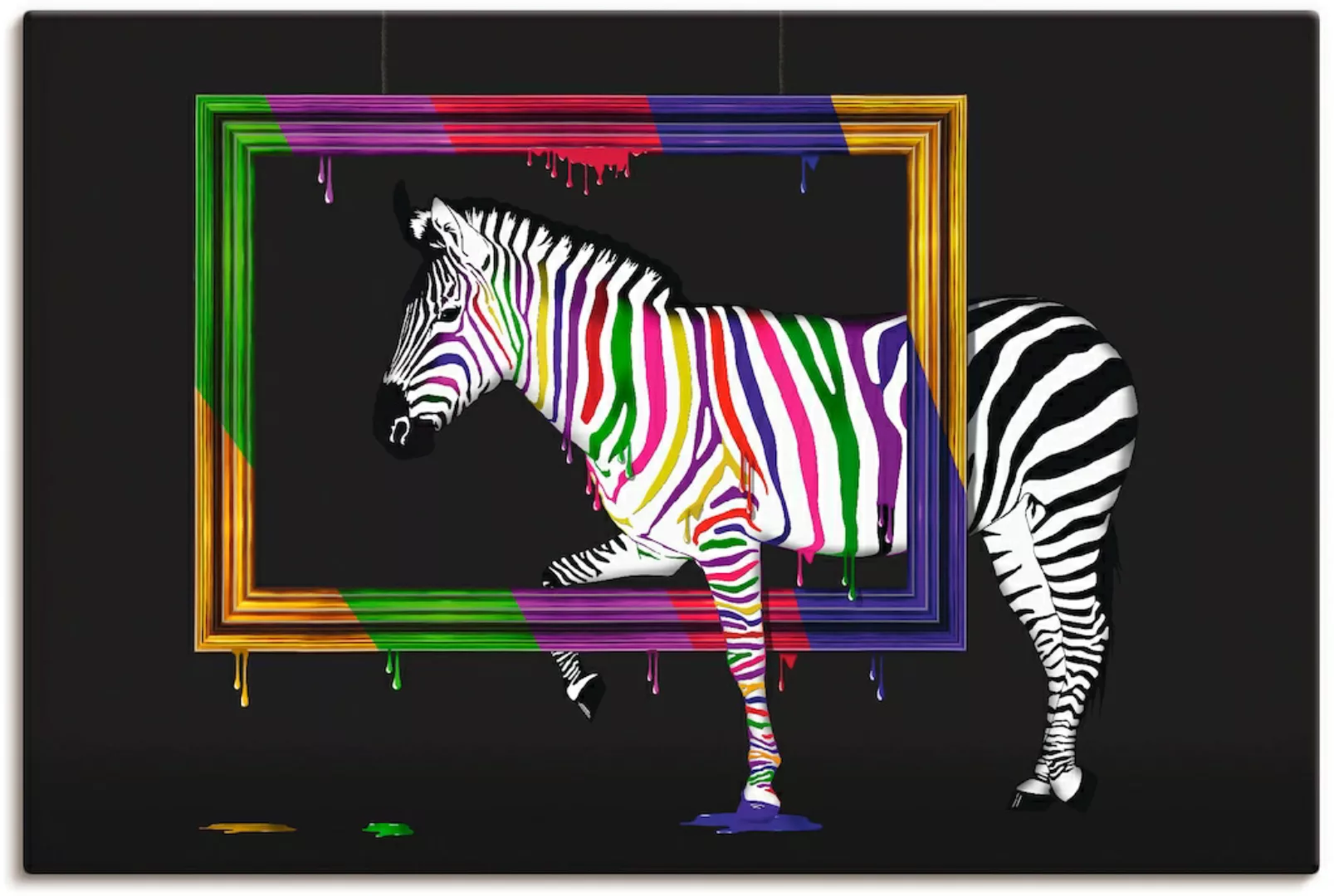 Artland Wandbild "Das Regenbogen Zebra", Animal Fantasy, (1 St.) günstig online kaufen