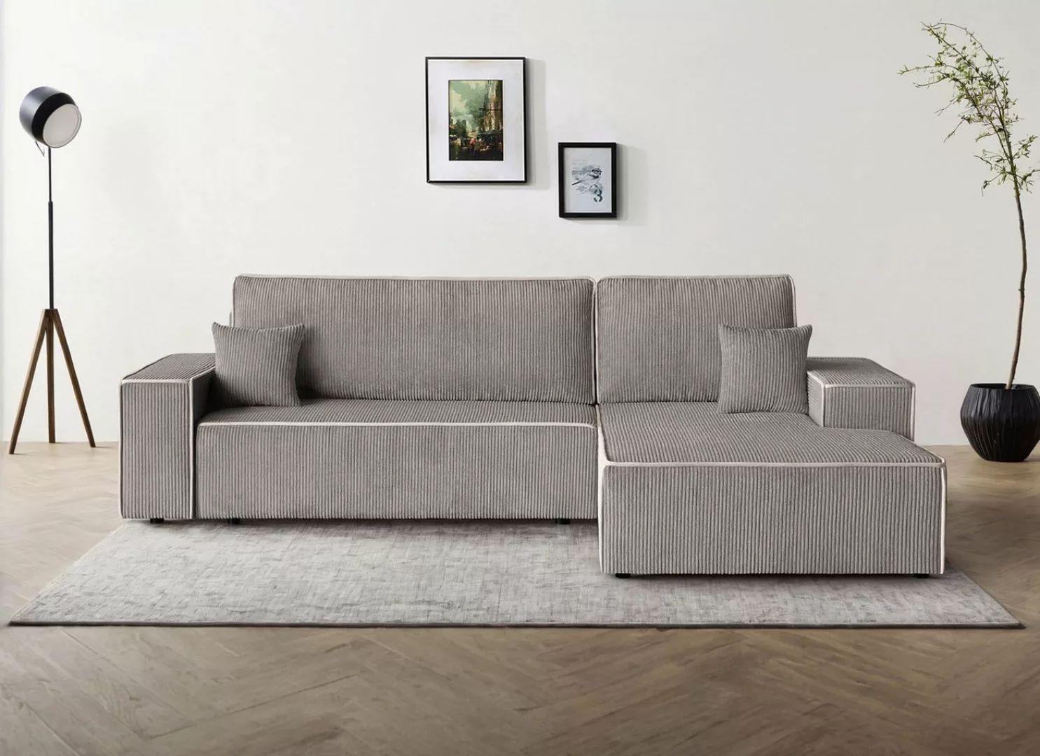 Beautysofa Ecksofa Erni, inkl. Schlaffunktion, Bettkasten, L-Form Polsterec günstig online kaufen