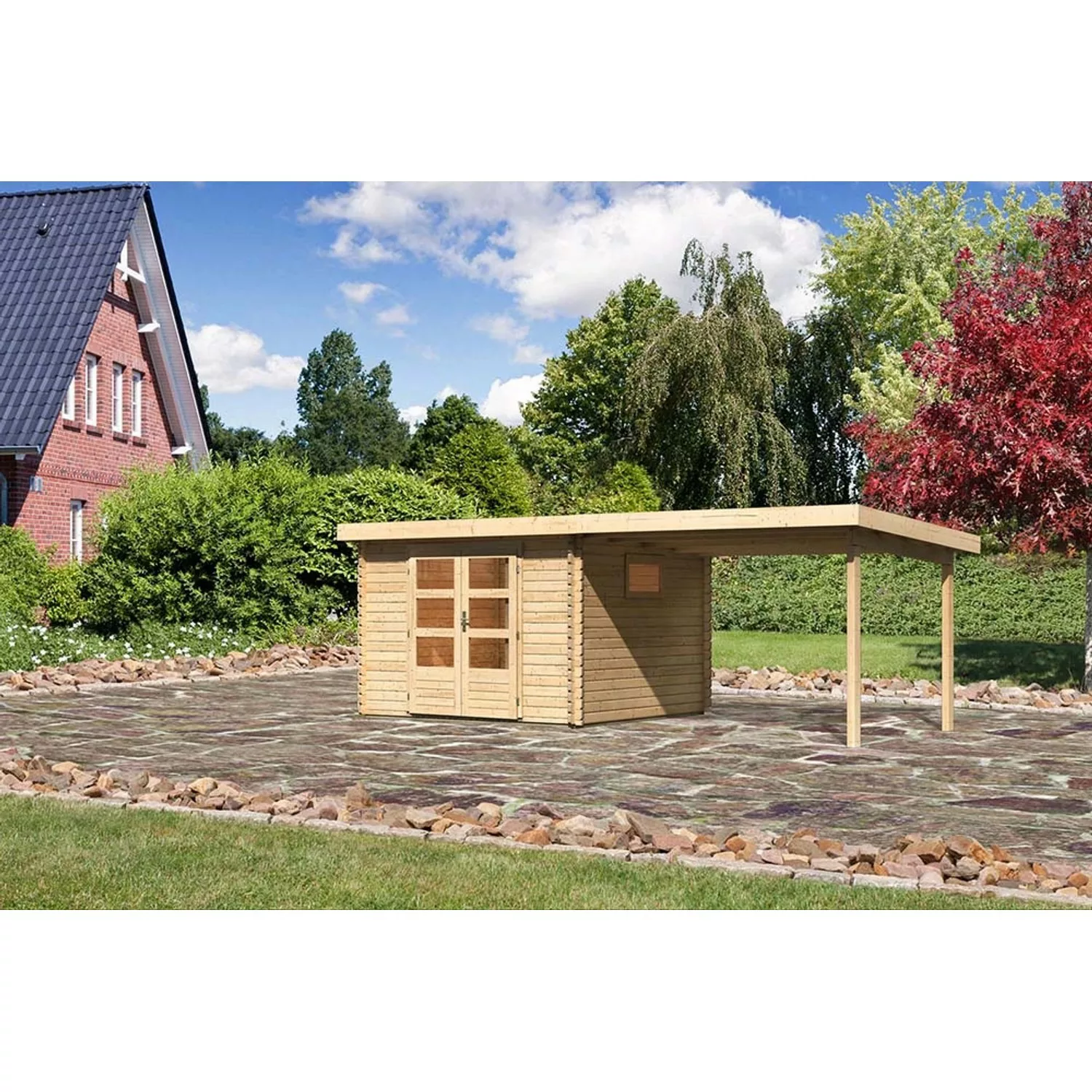 Karibu Holz-Gartenhaus Jeebel 3 Natur Pultdach Unbehandelt 282 cm x 282 cm günstig online kaufen