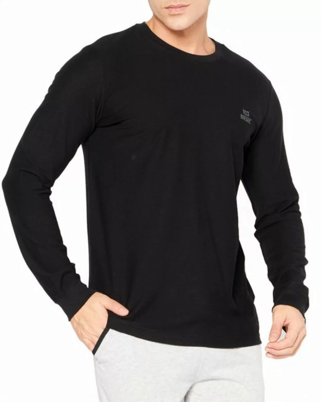 Diesel Rundhalsshirt Langarm Regular Fit Schwarz - T-DIEGO-LONG-A-R-HD 900 günstig online kaufen