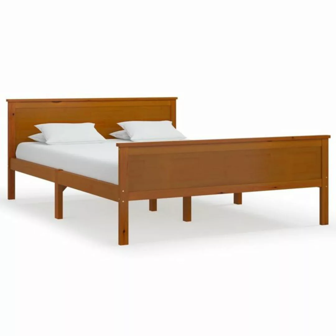 vidaXL Bettgestell Massivholzbett Honigbraun Kiefernholz 140x200 cm Bett Be günstig online kaufen