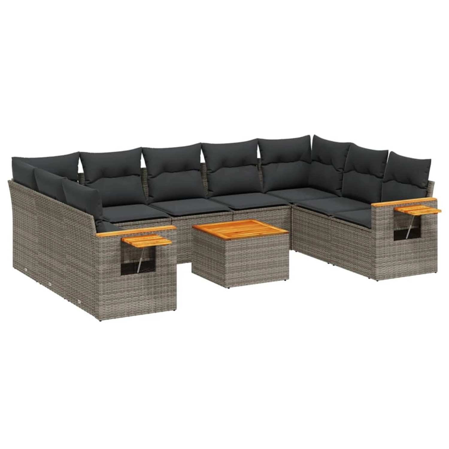 vidaXL 10-Tlg Garten-Sofagarnitur mit Kissen Grau Poly Rattan 3259526 günstig online kaufen