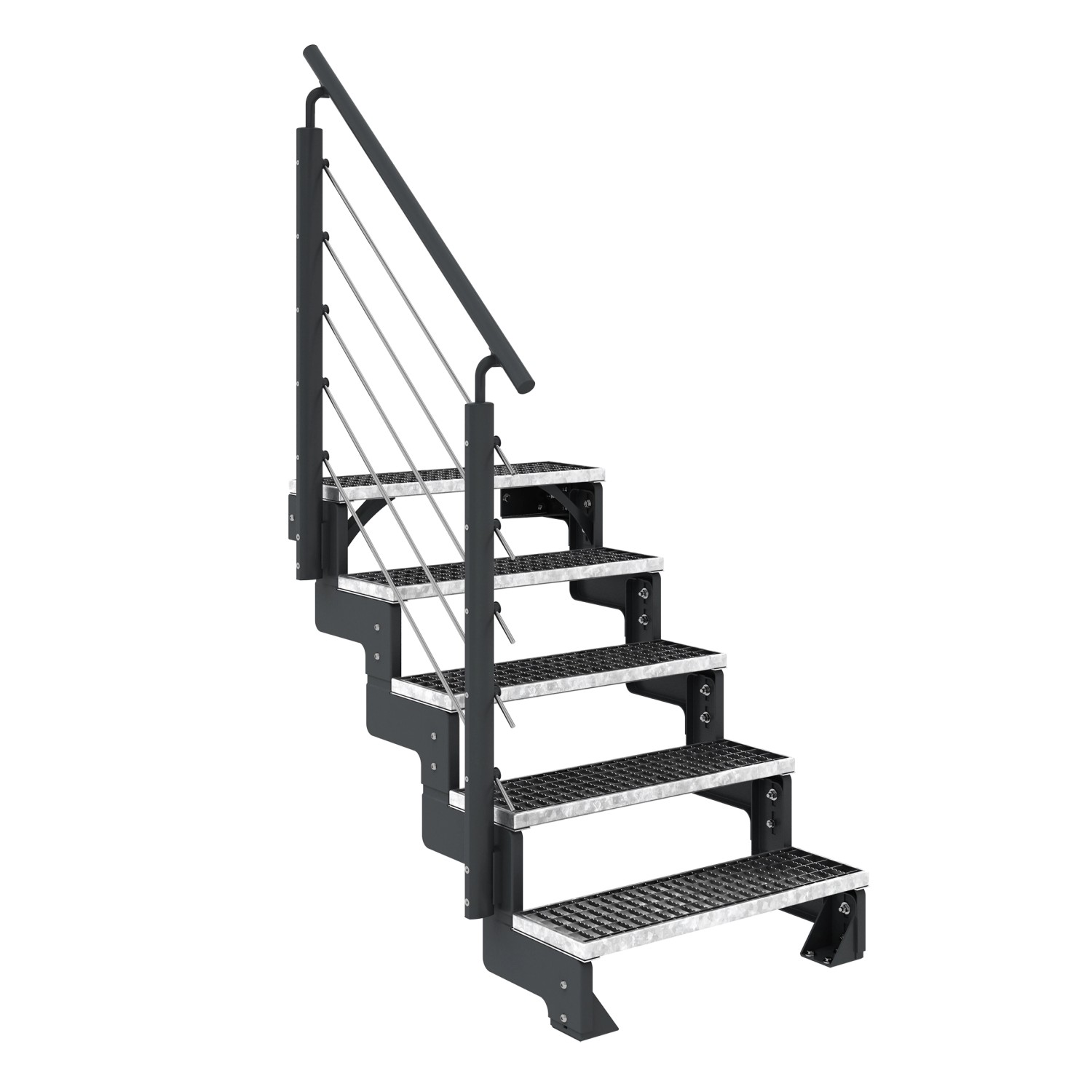 Dolle Außentreppe Gardentop Anthrazit 5 Gitterroststufe 80 cm inkl. Gelände günstig online kaufen