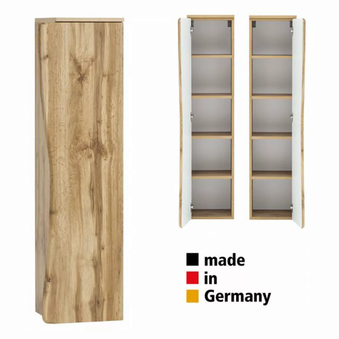 Lomadox Hochschrank KAHLA-03 Badezimmer in Wotan Eiche Nb. Front mit Baumka günstig online kaufen