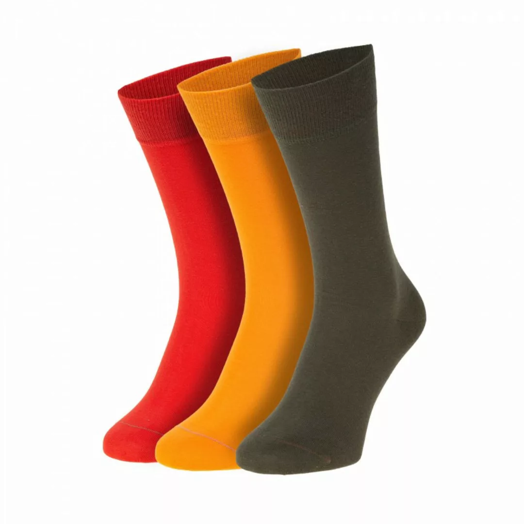Von Jungfeld 3-er Set Socken Rot, Orange & Khaki günstig online kaufen
