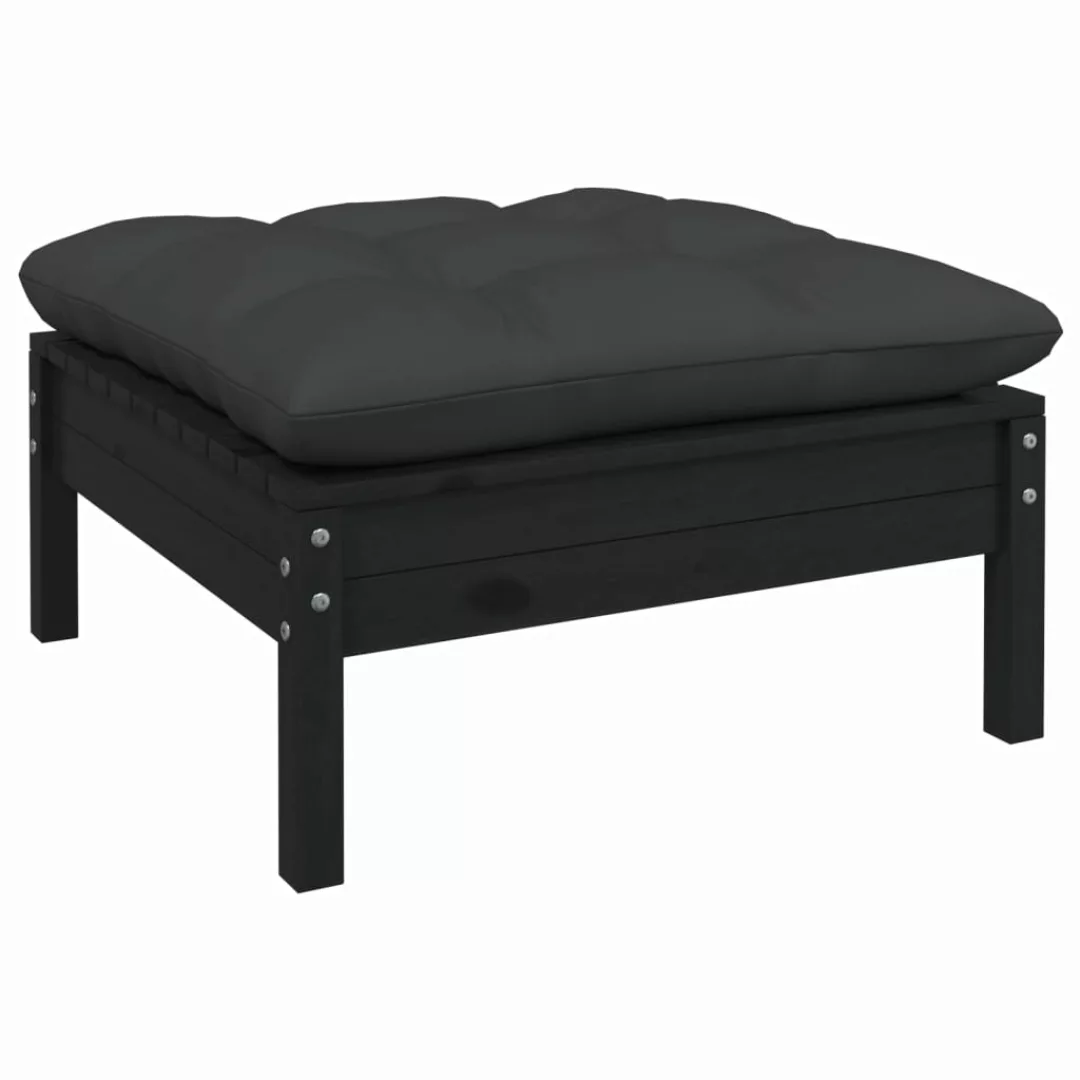 2-sitzer-gartensofa Mit Kissen Schwarz Massivholz Kiefer günstig online kaufen