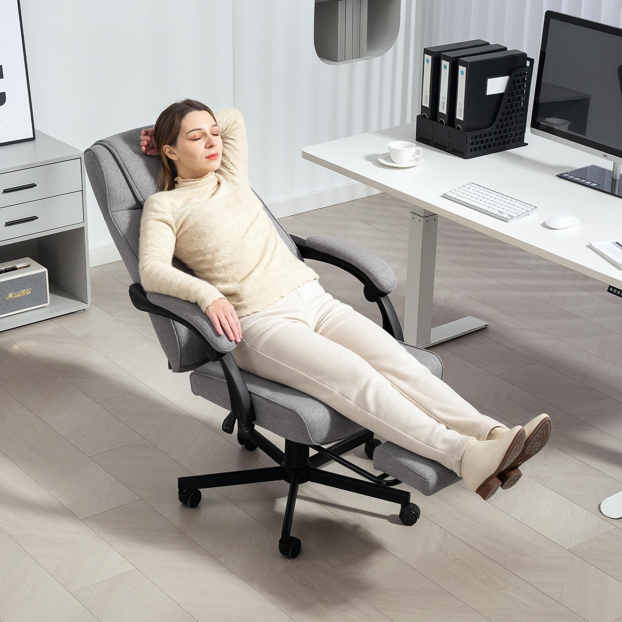 HOMCOM Bürostuhl mit Massagefunktion Ergonomischer Chefsessel mit Liegefunk günstig online kaufen