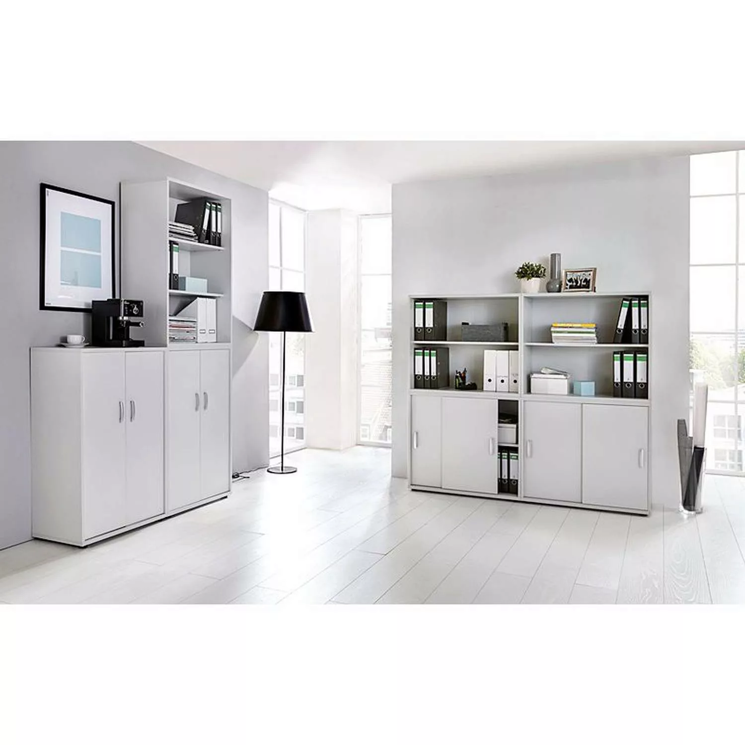 Büromöbel Aktenschrank & -regal Set TYP1900 lichtgrau, Schiebetürenschrank günstig online kaufen