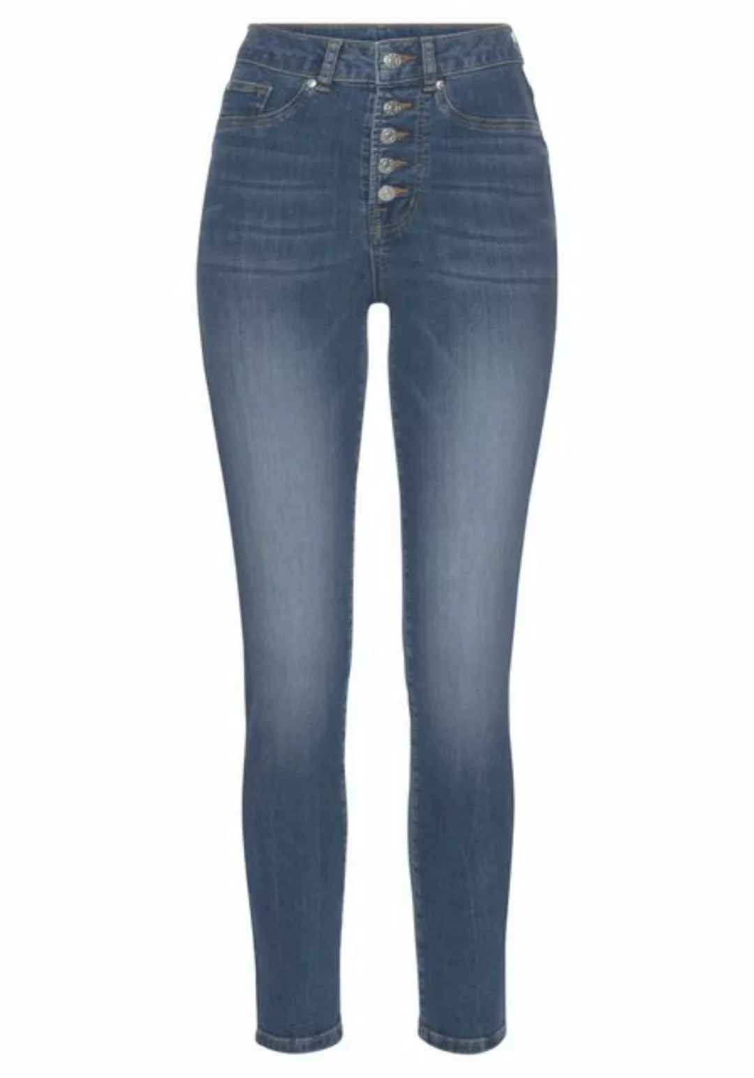 LASCANA High-waist-Jeans mit sichtbarer Knopfleiste günstig online kaufen