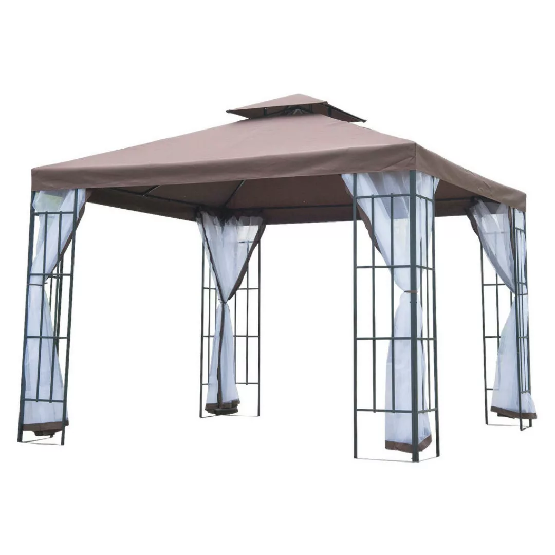 Outsunny Gartenpavillon café braun Stahl B/H/L: ca. 300x270x300 cm günstig online kaufen