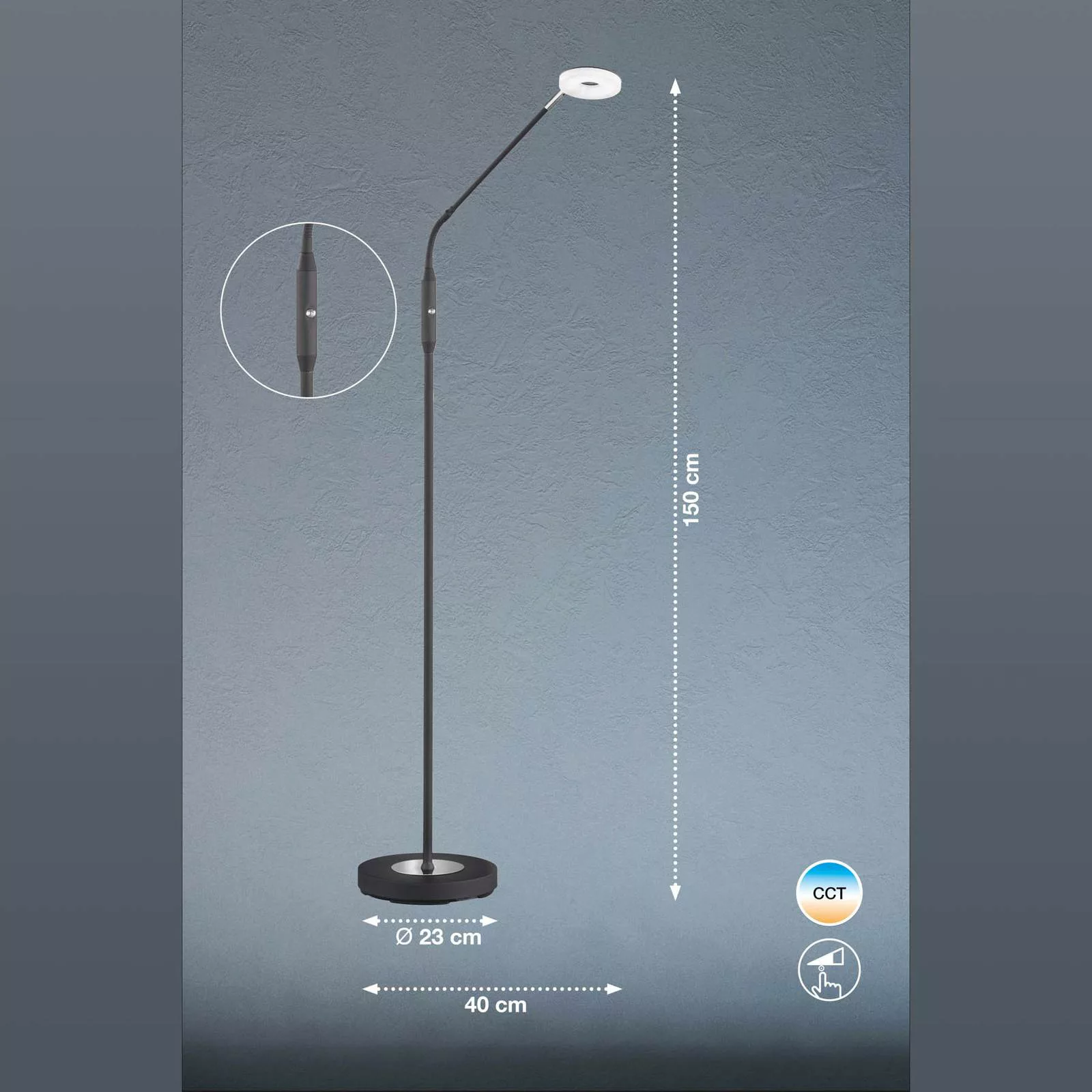 LED-Stehleuchte Dent, dimmbar, CCT, 1-flg. schwarz günstig online kaufen