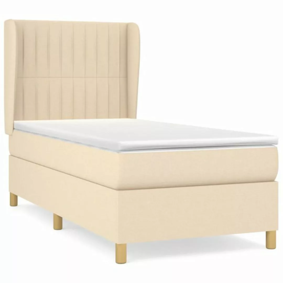 vidaXL Boxspringbett Boxspringbett mit Matratze Creme 100x200 cm Stoff Bett günstig online kaufen