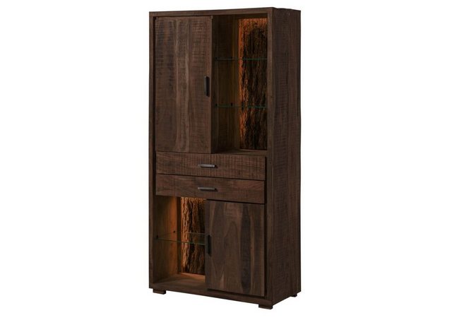 Massivmoebel24 Dreh-/Schwebetürenschrank (Schrank Akazie 88x40x180 dunkelbr günstig online kaufen