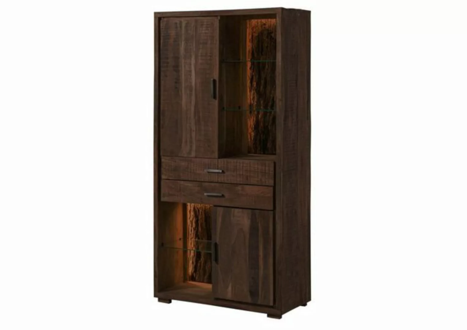 Massivmoebel24 Dreh-/Schwebetürenschrank (Schrank Akazie 88x40x180 dunkelbr günstig online kaufen