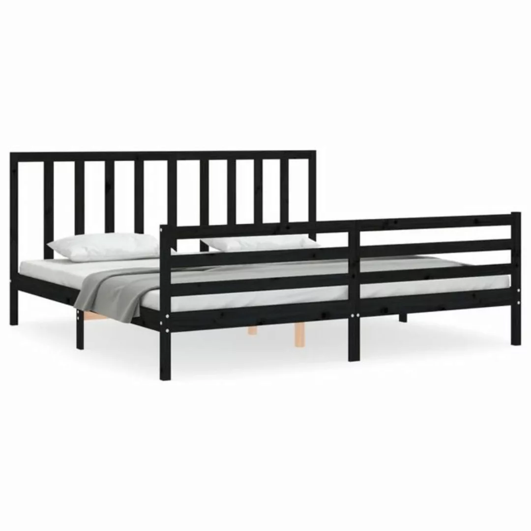 vidaXL Bett Massivholzbett mit Kopfteil Schwarz 200x200 cm günstig online kaufen