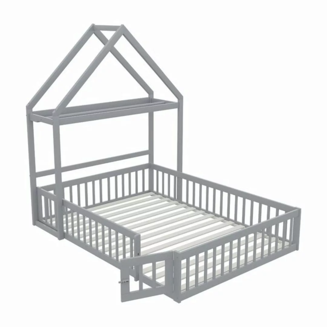 Merax Jugendbett abnehmbares Kinderbett Hausbett mit Regal und Kleiderstang günstig online kaufen