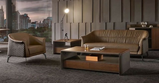 JVmoebel Sofa Braune Moderne Sofagarnitur 3+1 Sitzer Polster Couchen Leder günstig online kaufen