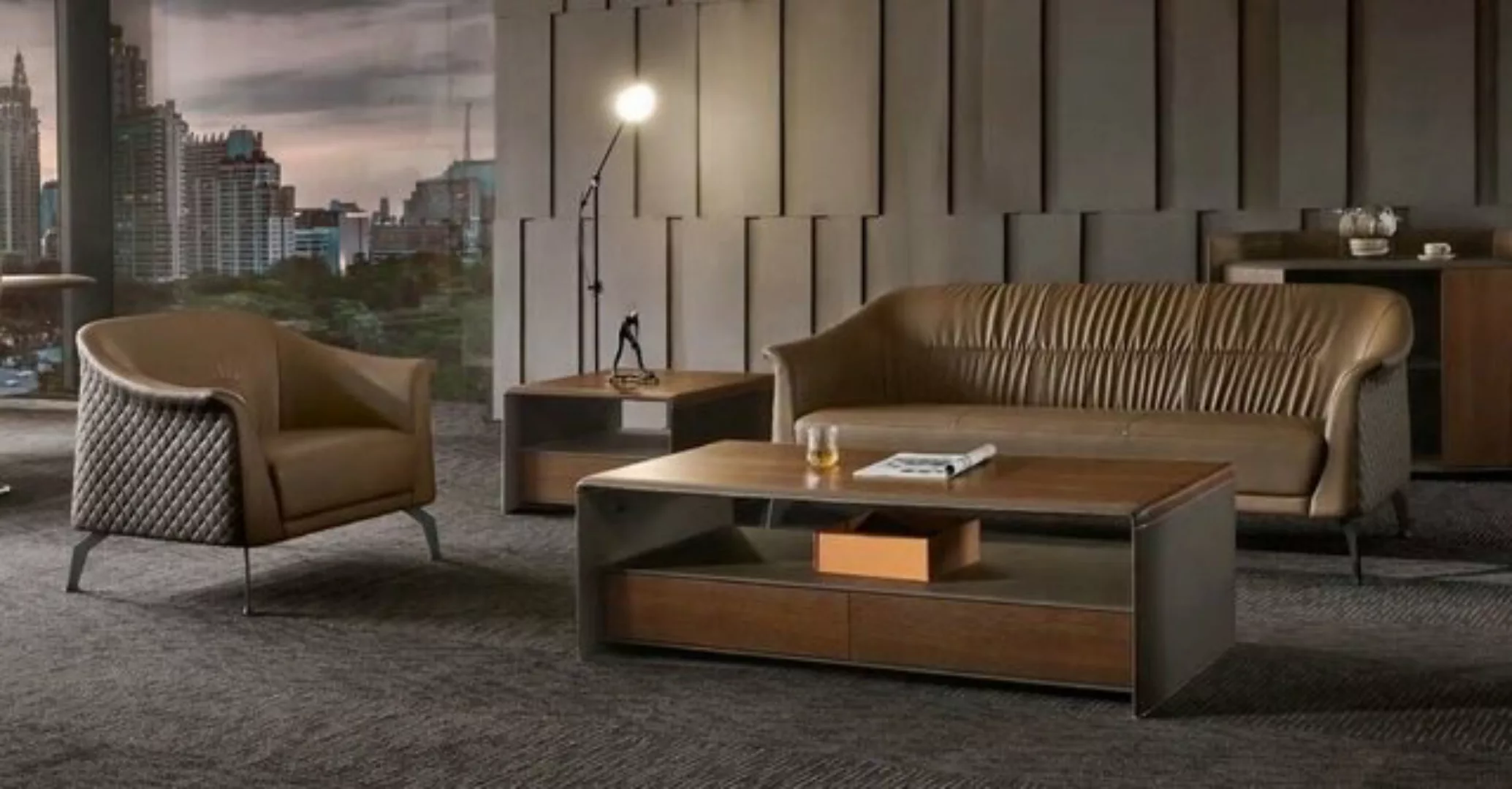 JVmoebel Sofa Braune Moderne Sofagarnitur 3+1 Sitzer Polster Couchen Leder günstig online kaufen