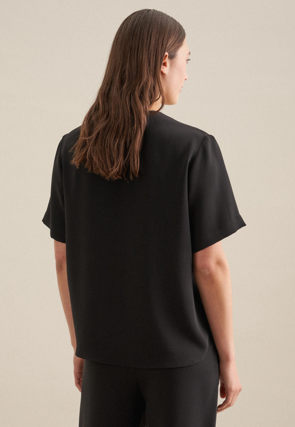 seidensticker Shirtbluse "Schwarze Rose", Kurzarm V-Neck Uni günstig online kaufen