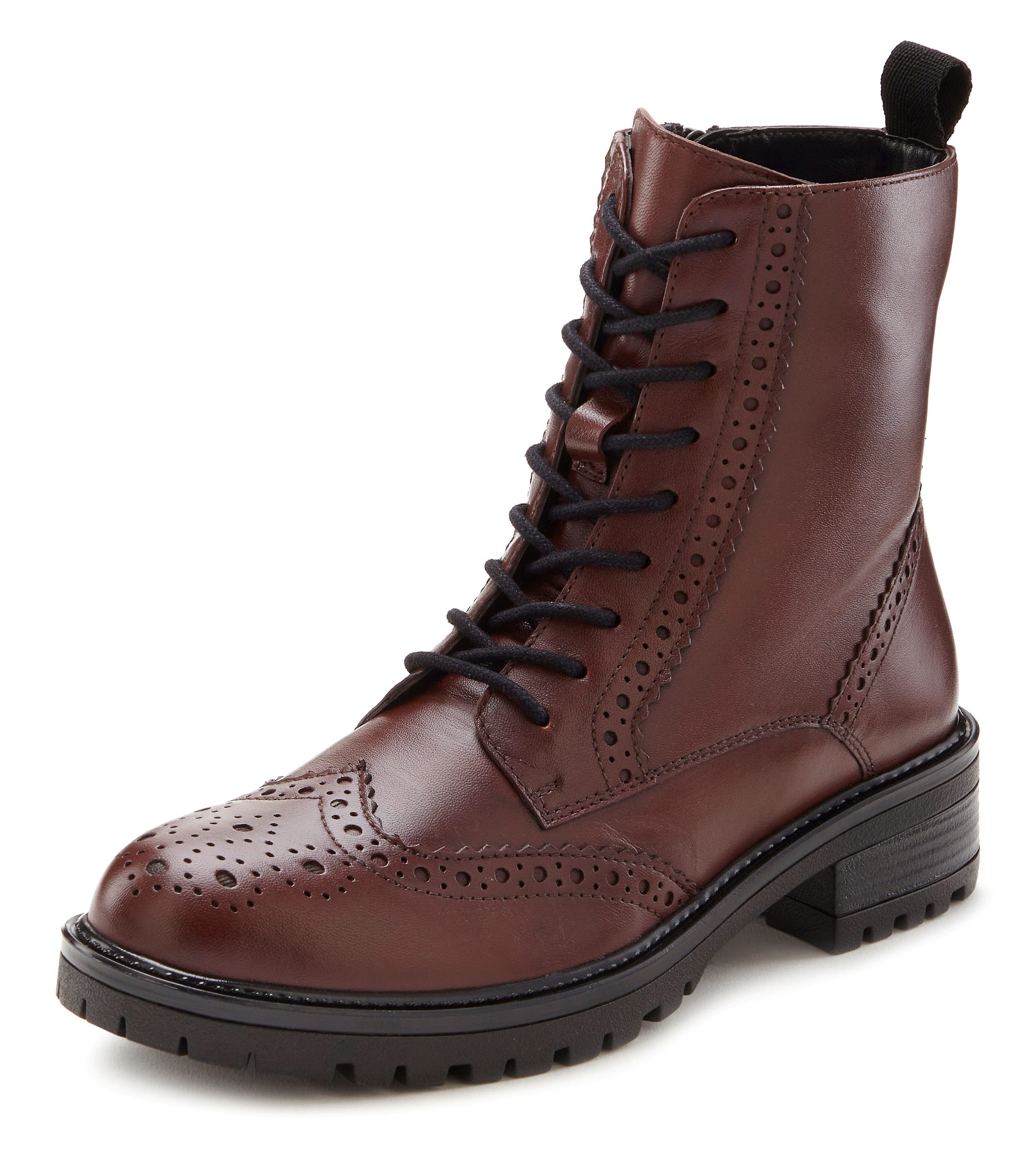 LASCANA Schnürboots Schnürstiefelette, Ankle Boots, Leder, günstig online kaufen