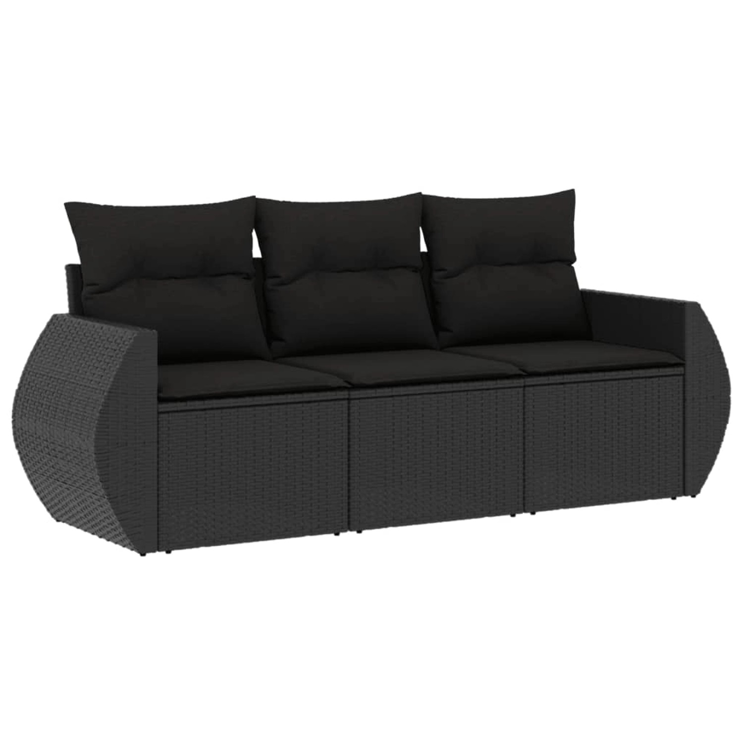 vidaXL 3-tlg Garten-Sofagarnitur mit Kissen Schwarz Poly Rattan Modell 7 günstig online kaufen