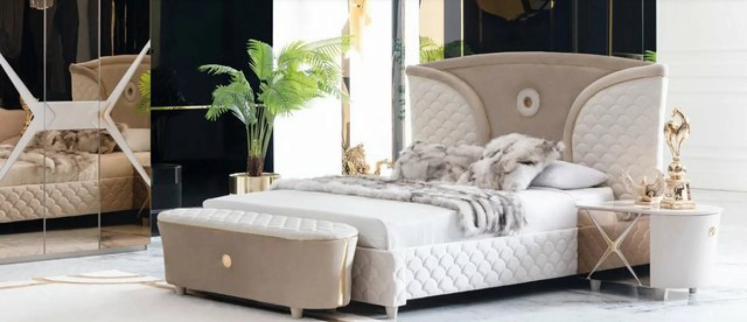 JVmoebel Bett, Doppelbetten Modernes Bettgestell Betten Set 3tlg. Schlafzim günstig online kaufen