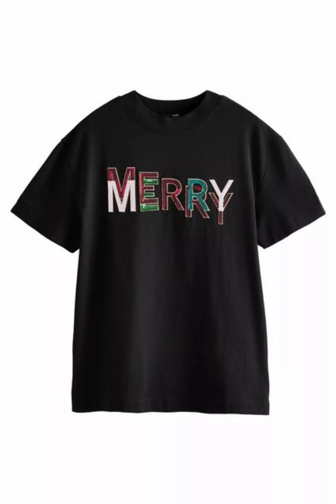 Next T-Shirt T-Shirt „Merry Christmas“ aus 100 % Baumwolle (1-tlg) günstig online kaufen