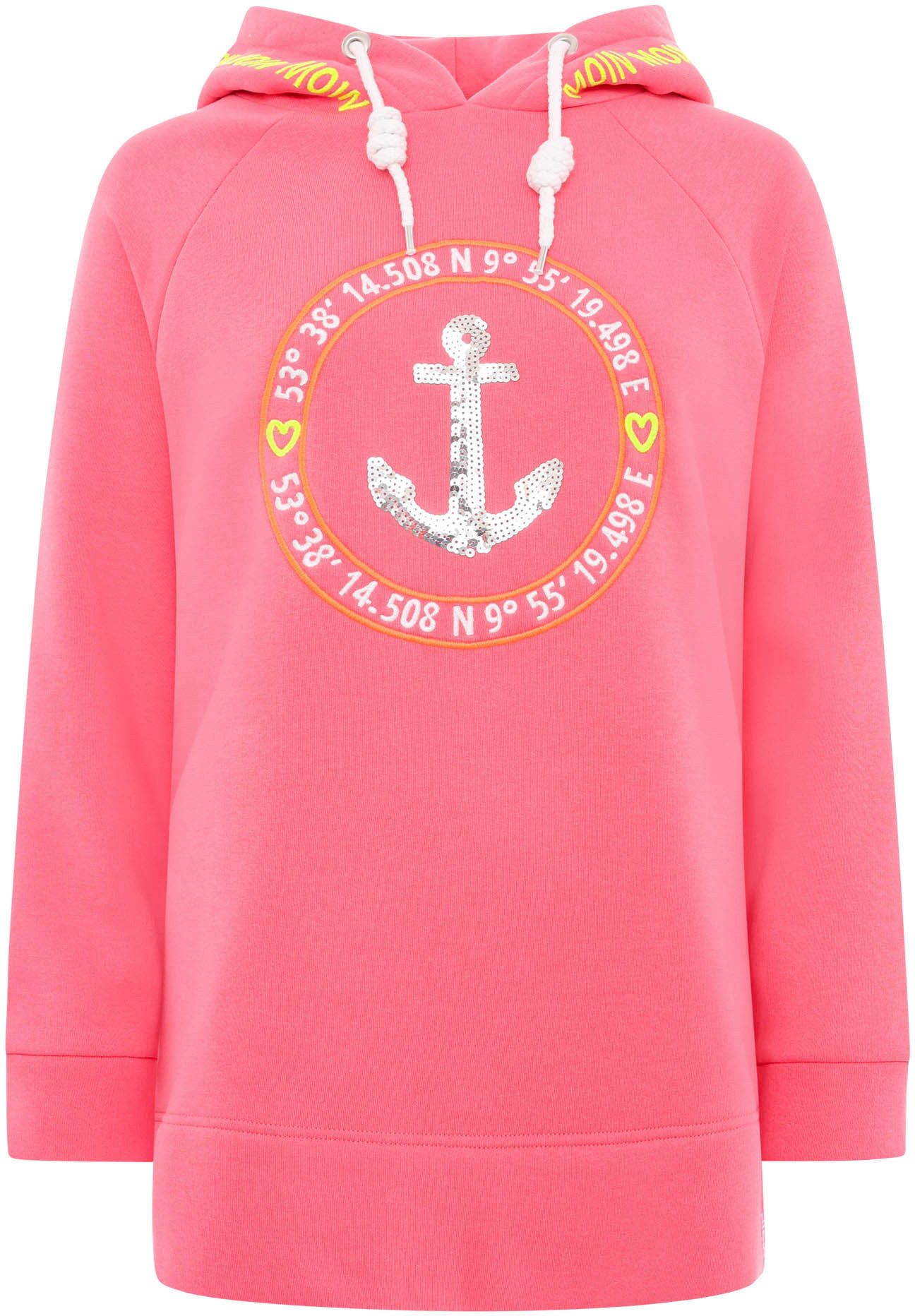 Zwillingsherz Hoodie "Strandglück Paillette" mit Anker-Motiv günstig online kaufen