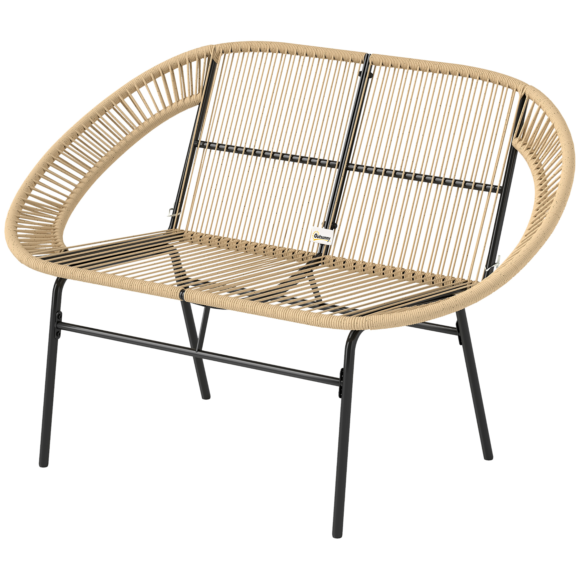 Outsunny 2-Sitzer Gartenbank Polyrattan, wetterfest Sitzbank im Rattanflech günstig online kaufen