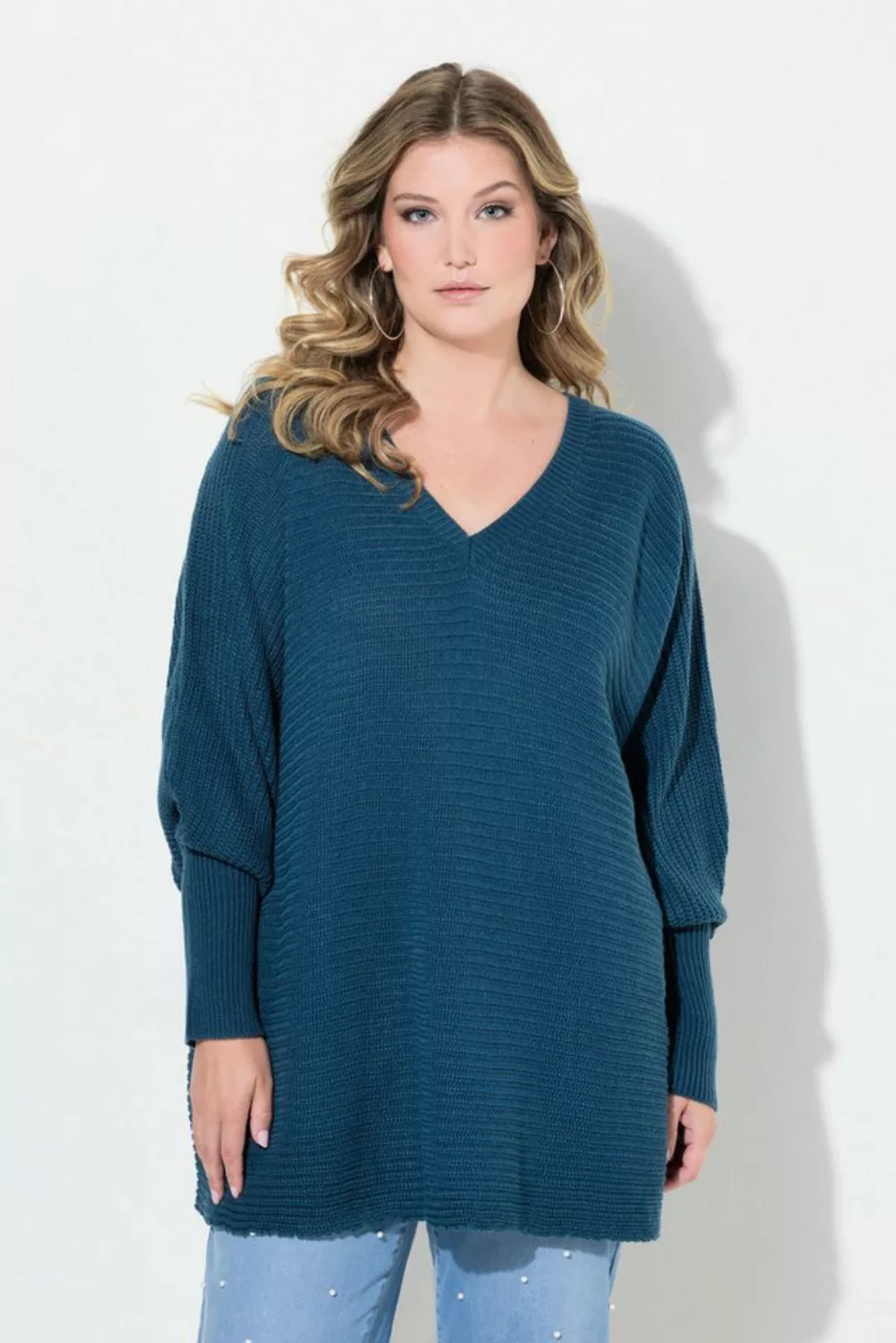 MIAMODA Strickpullover Pullover Poncho-Look V-Ausschnitt günstig online kaufen