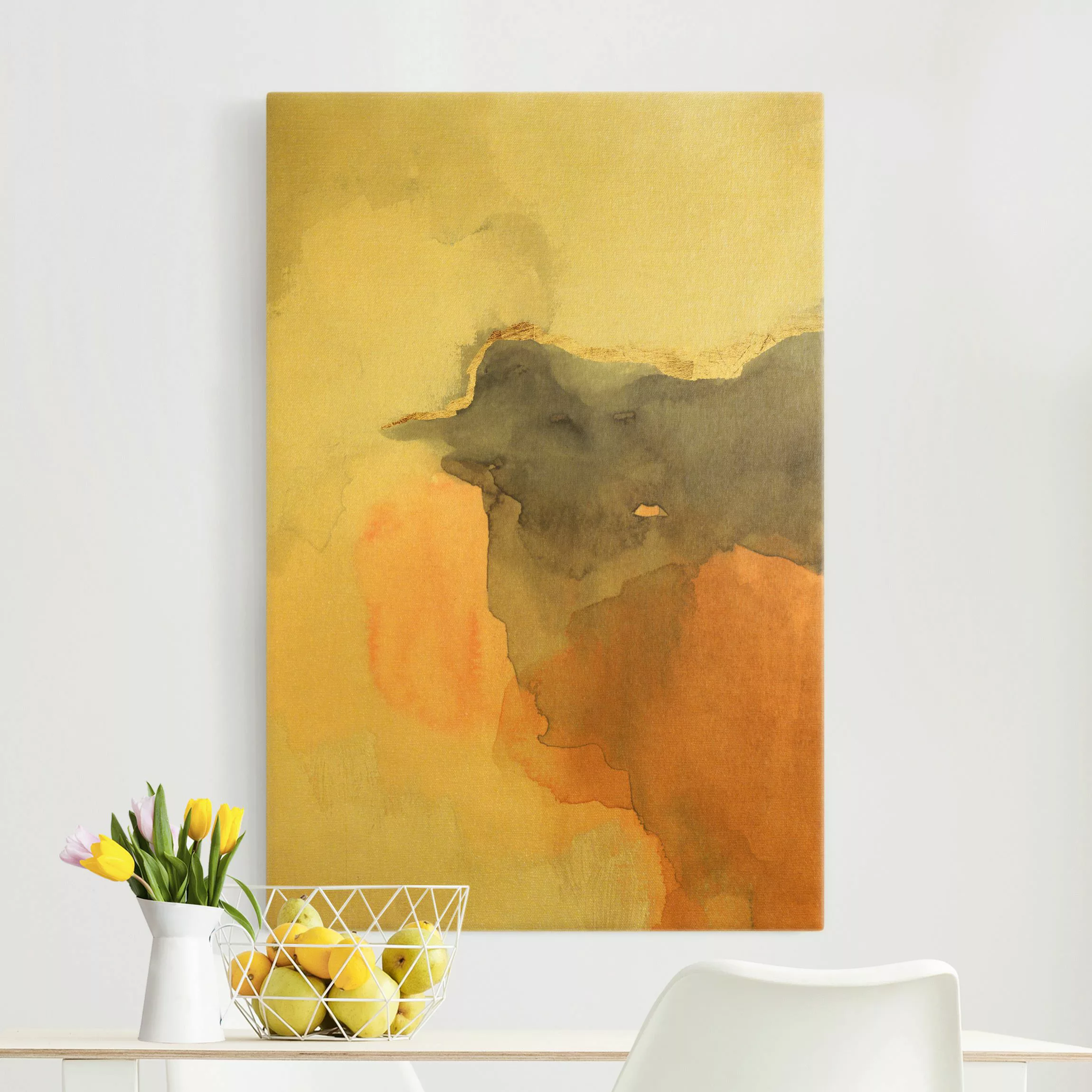 Leinwandbild Aquarell Goldene Spitze II günstig online kaufen