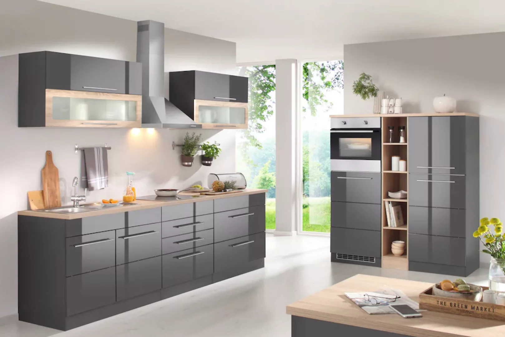 Kochstation Küchenzeile "KS-Wien", Breite 430 cm, wahlweise mit E-Geräten u günstig online kaufen