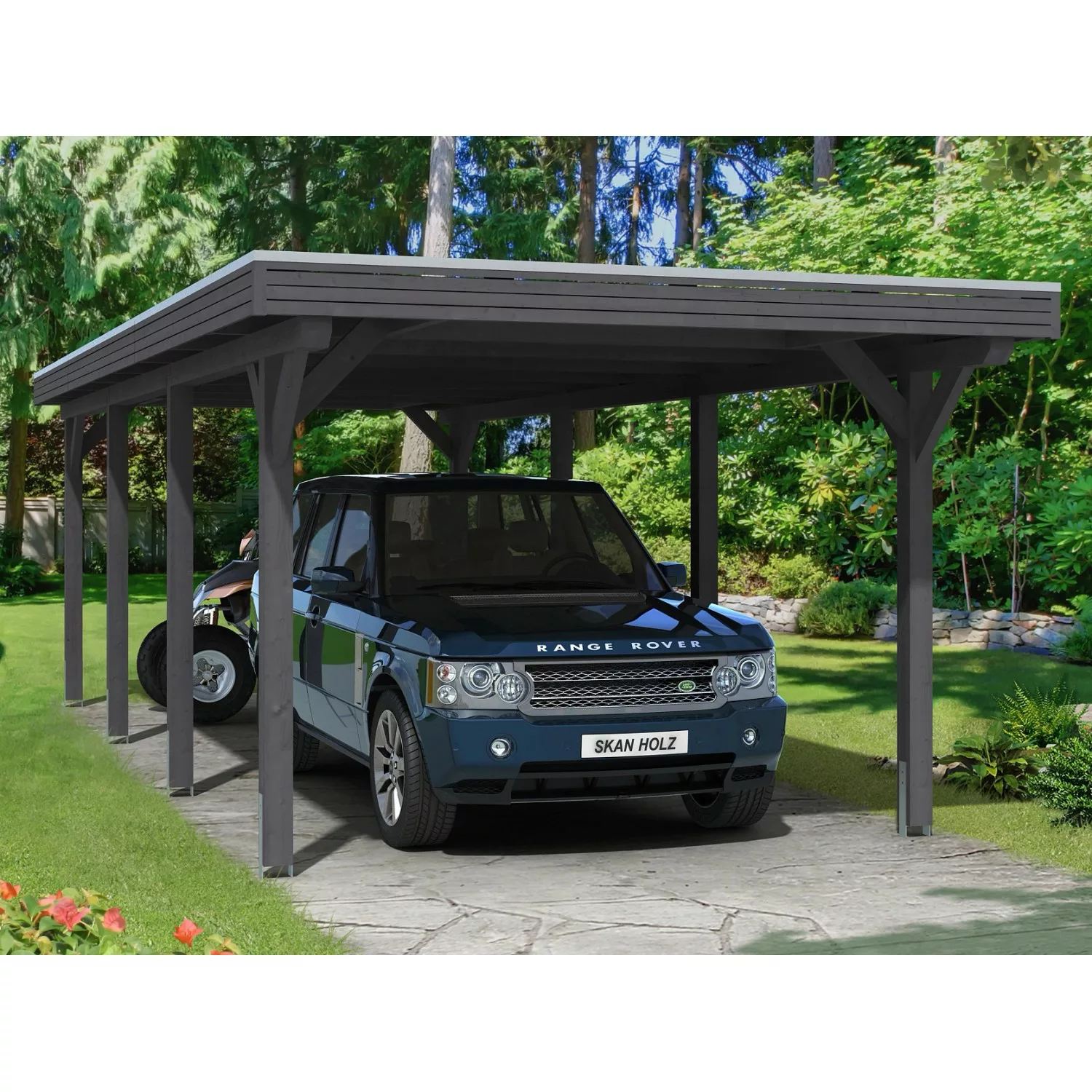 Skan Holz Carport Spessart 355 cm x 846 cm Schiefergrau günstig online kaufen