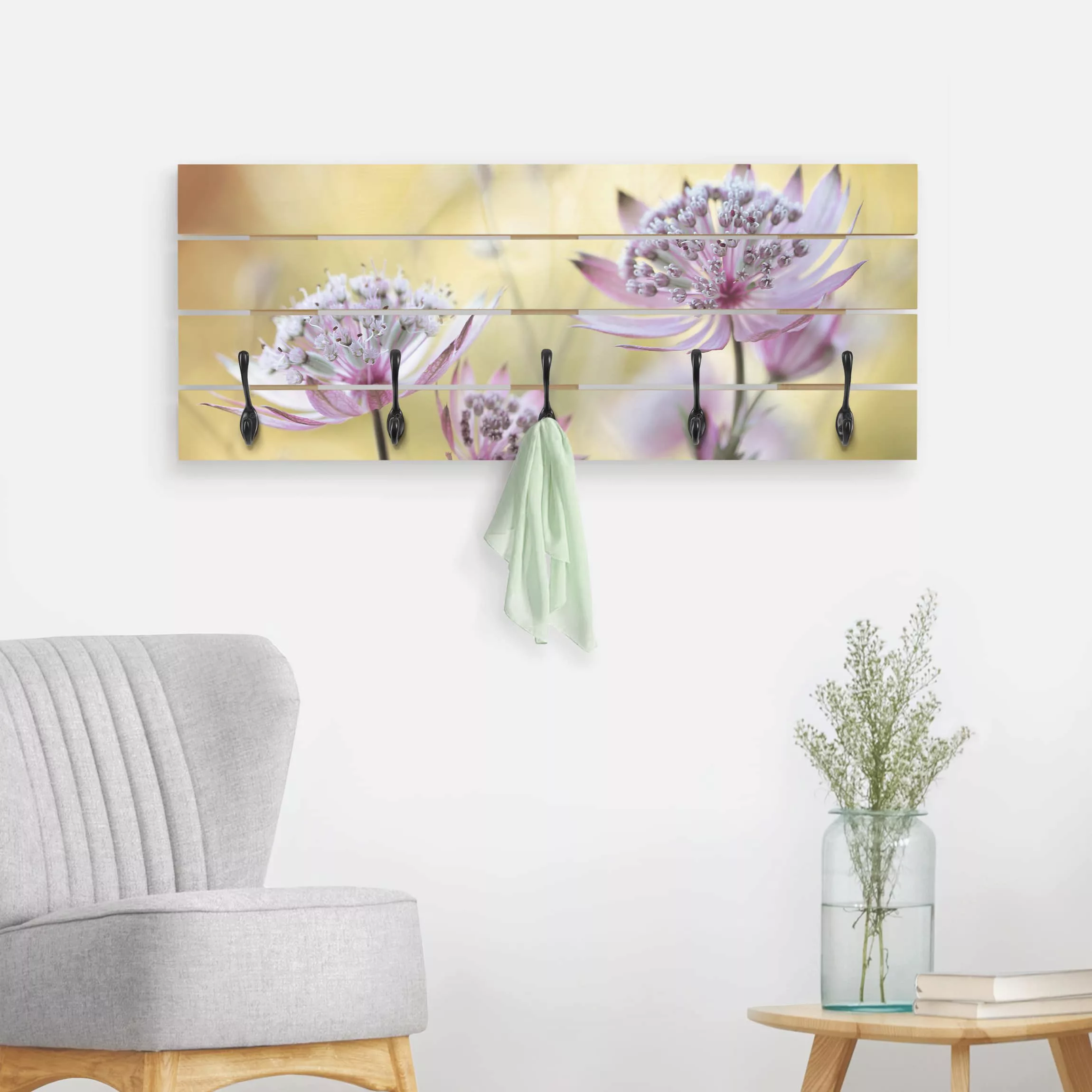 Wandgarderobe Holzpalette Blumen Astrantia Major günstig online kaufen