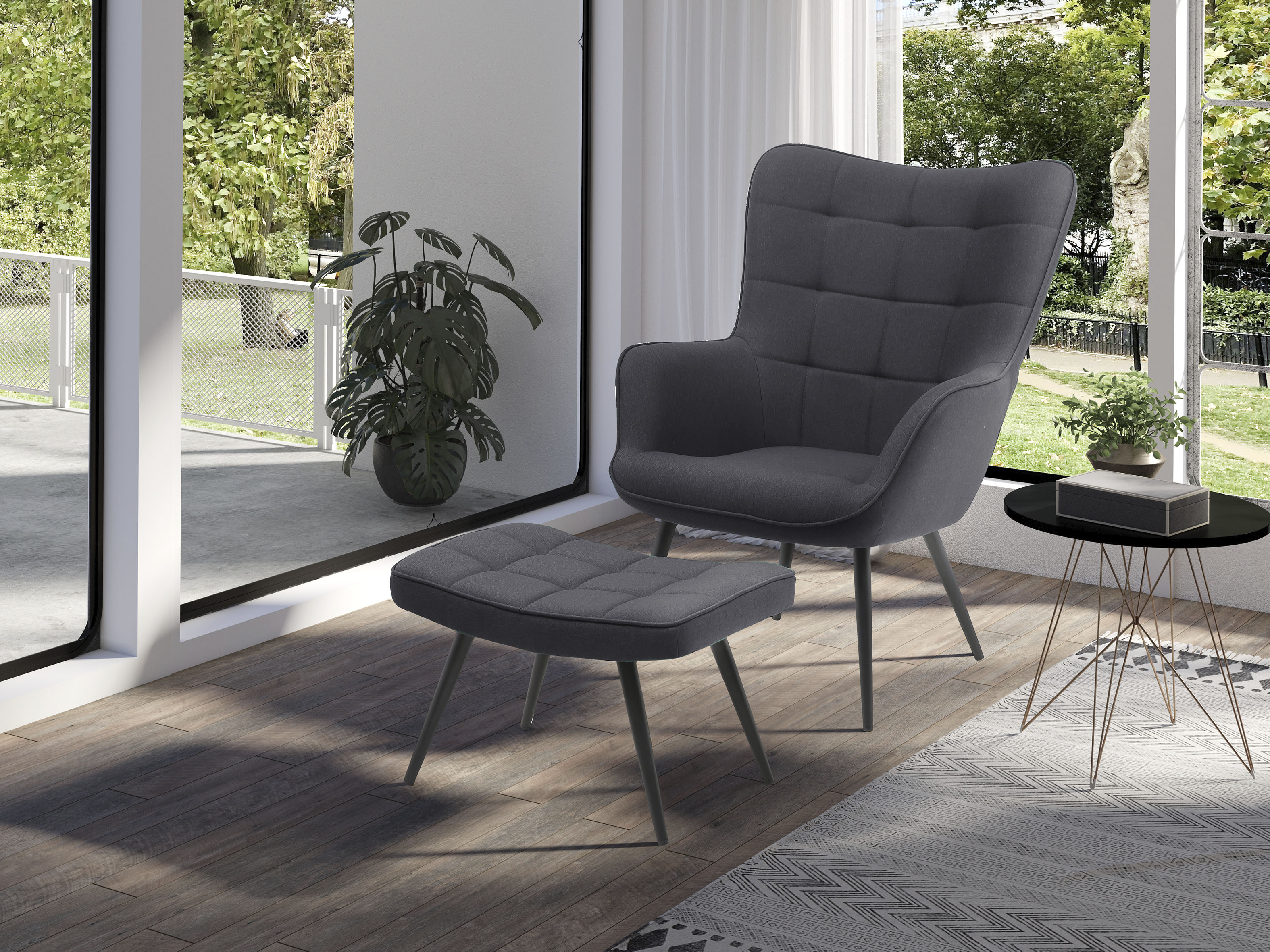 byLIVING Sitzgruppe »Uta«, Set, 2 tlg., Sessel mit Hocker günstig online kaufen