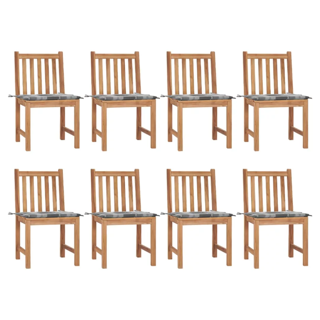 Gartenstühle 8 Stk. Mit Kissen Massivholz Teak günstig online kaufen