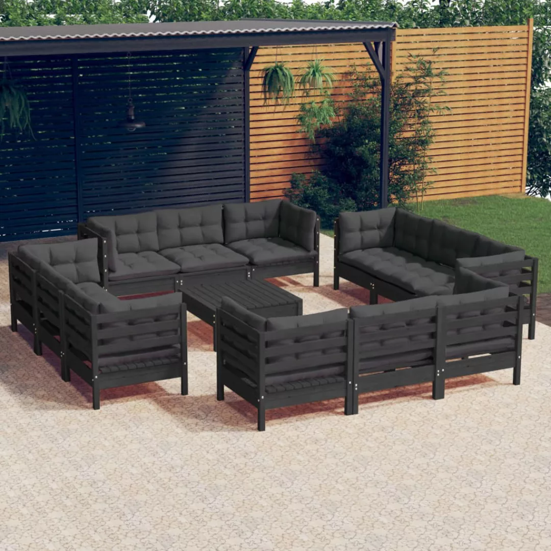 13-tlg. Garten-lounge-set Mit Anthrazit Kissen Kiefernholz günstig online kaufen