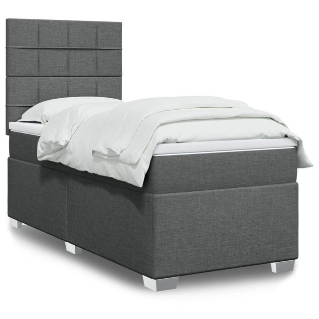 vidaXL Boxspringbett, Boxspringbett mit Matratze Dunkelgrau 90x200 cm Stoff günstig online kaufen