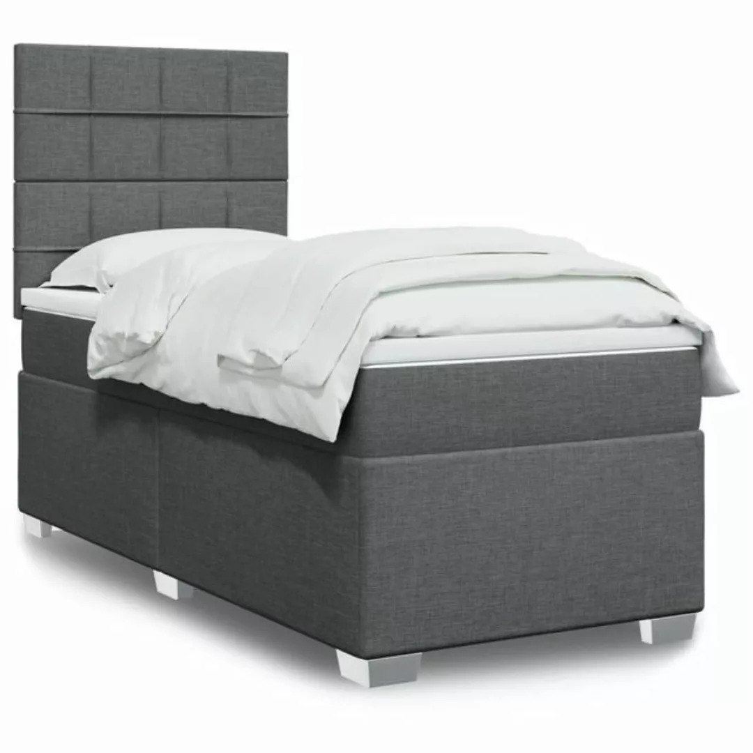 vidaXL Boxspringbett, Boxspringbett mit Matratze Dunkelgrau 100x200 cm Stof günstig online kaufen