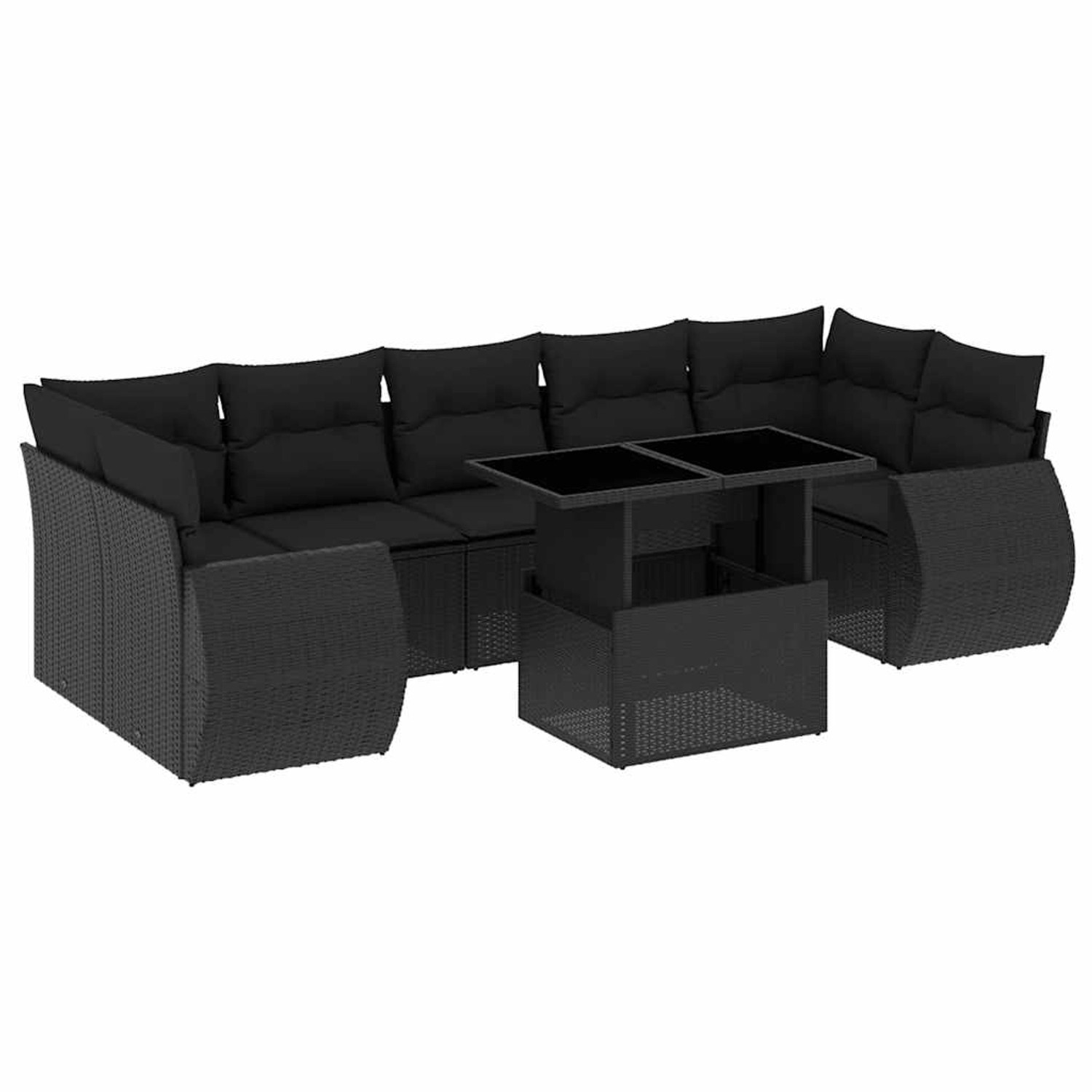 vidaXL 8-Tlg Garten-Sofagarnitur mit Kissen Schwarz Poly Rattan 3268405 günstig online kaufen
