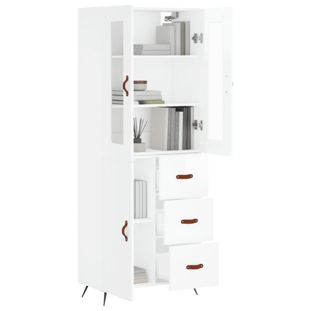 vidaXL Vitrine Highboard Hochglanz-Weiß 69,5x34x180 cm Spanplatte Glas Vitr günstig online kaufen