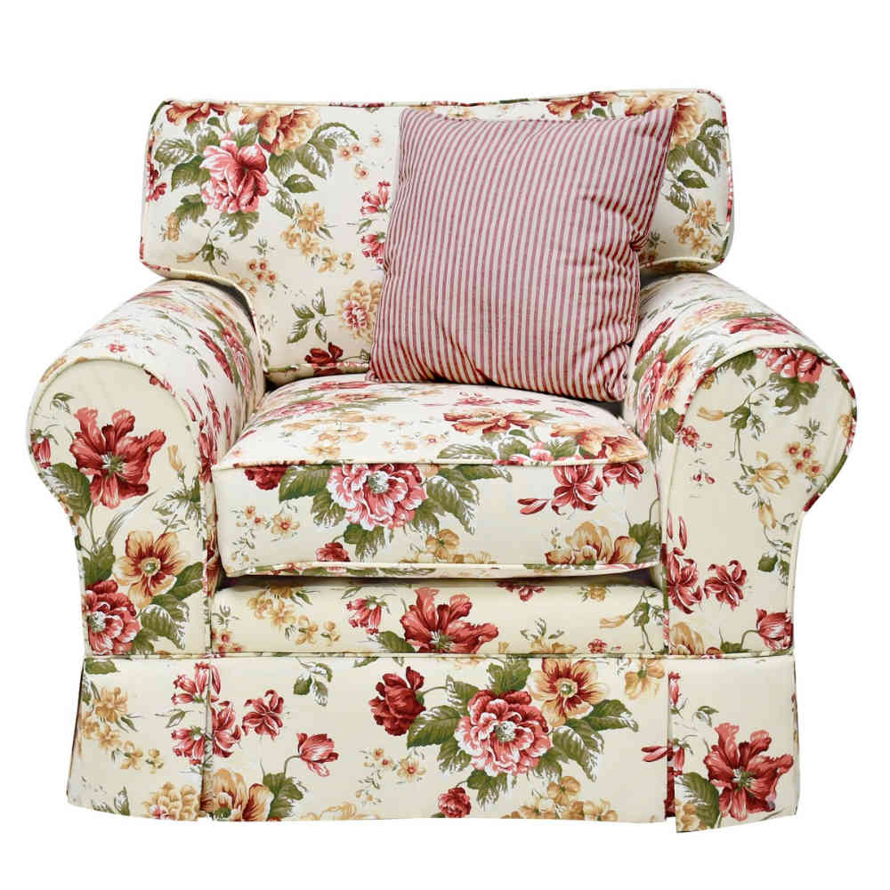 Wohnzimmer Sessel im Landhausstil Blumen Motiv günstig online kaufen