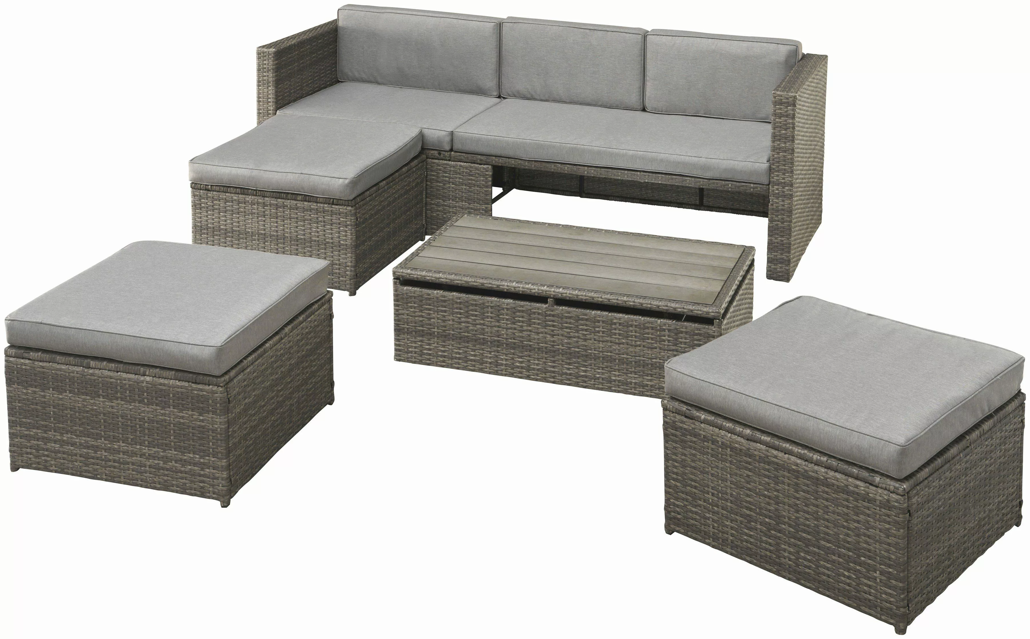 KONIFERA Gartenlounge-Set "Lagos Premium", (13 tlg.), 3er-Sofa, 3 Hocker, T günstig online kaufen