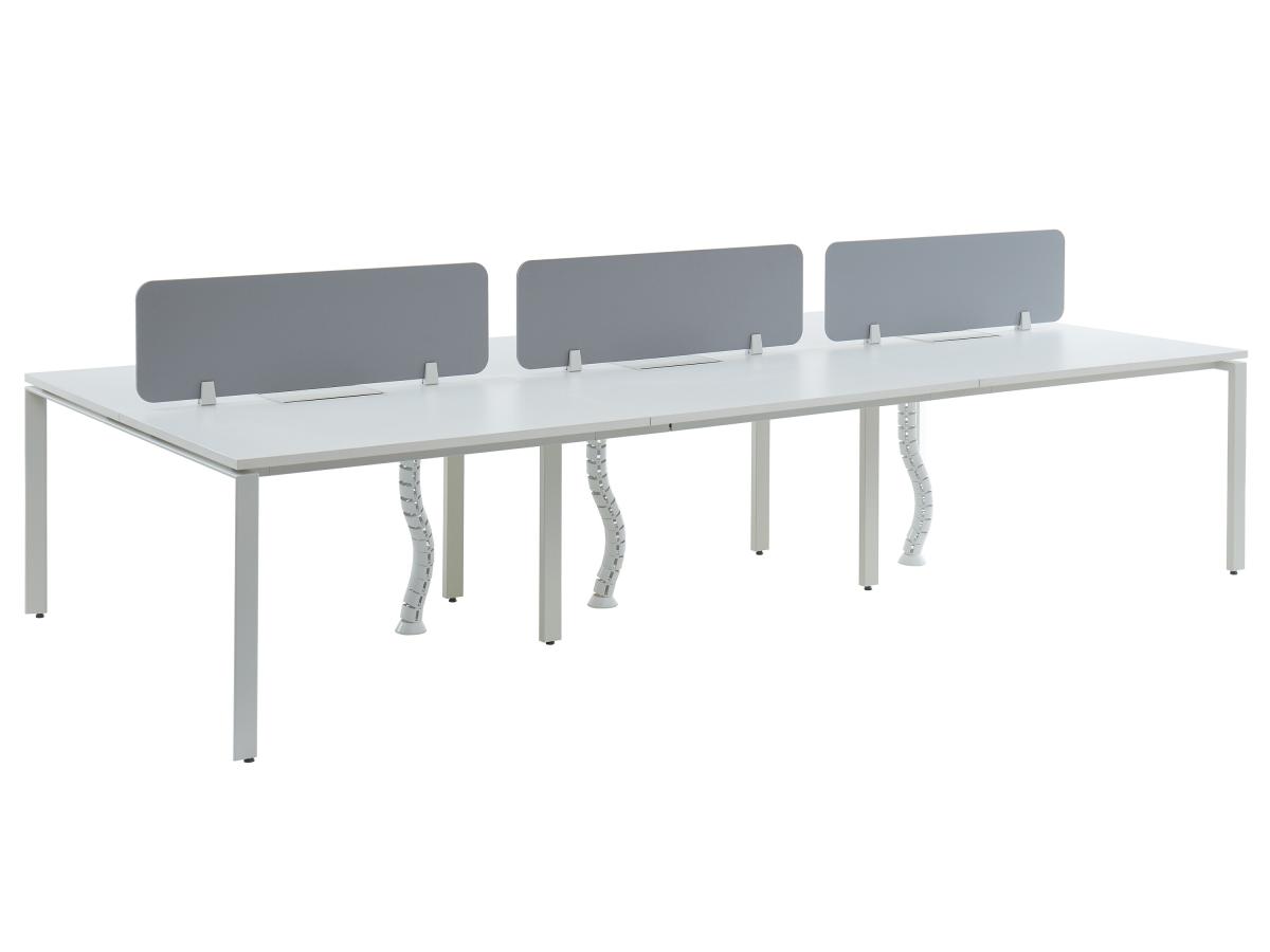 Schreibtisch Bench - Tisch für 6 Personen + Trennwand - L 120 cm - Weiß - D günstig online kaufen