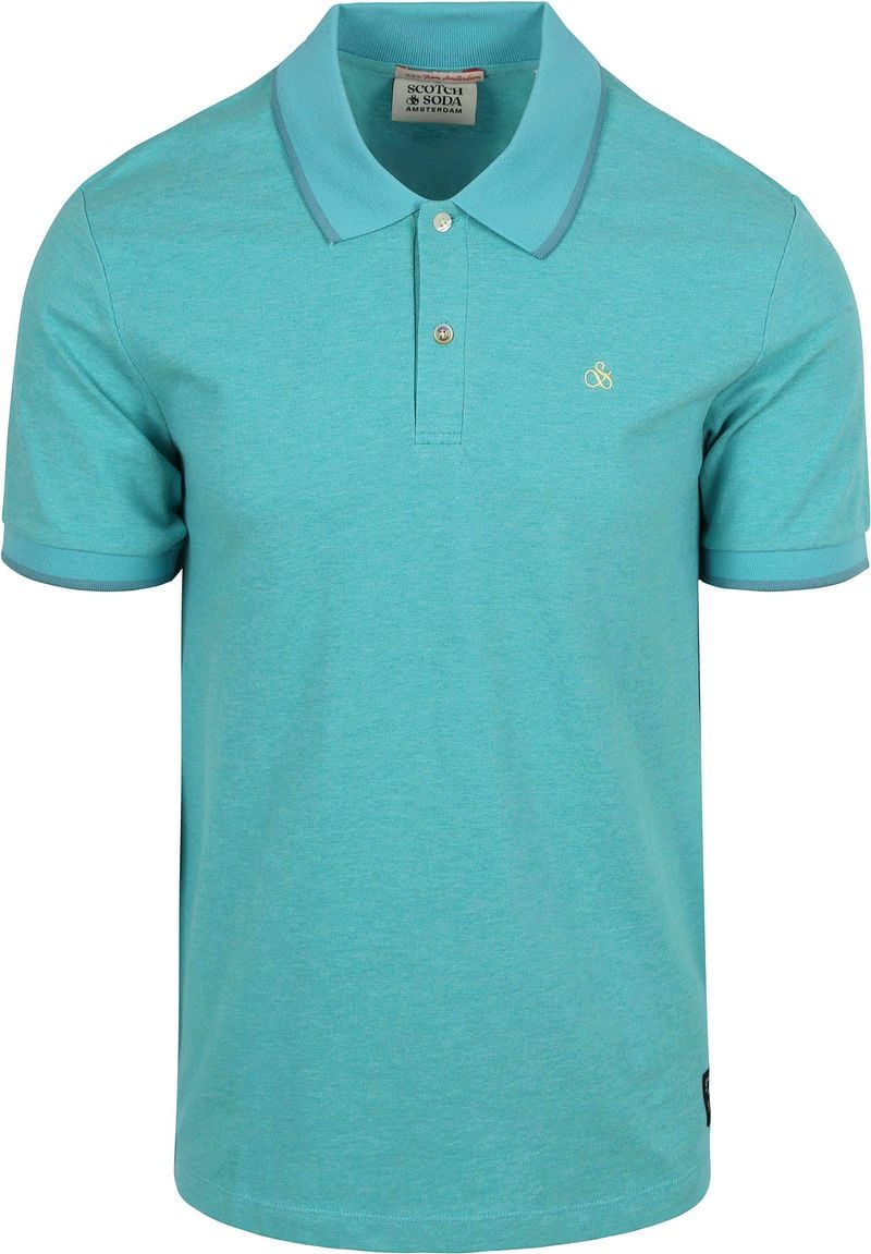 Scotch And Soda Melange Poloshirt Turqoise - Größe M günstig online kaufen