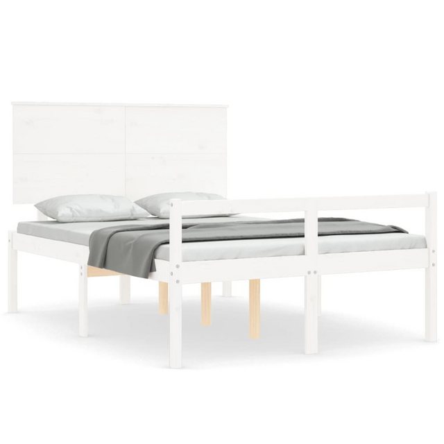 vidaXL Bett Seniorenbett mit Kopfteil 120x200 cm Weiß Massivholz günstig online kaufen