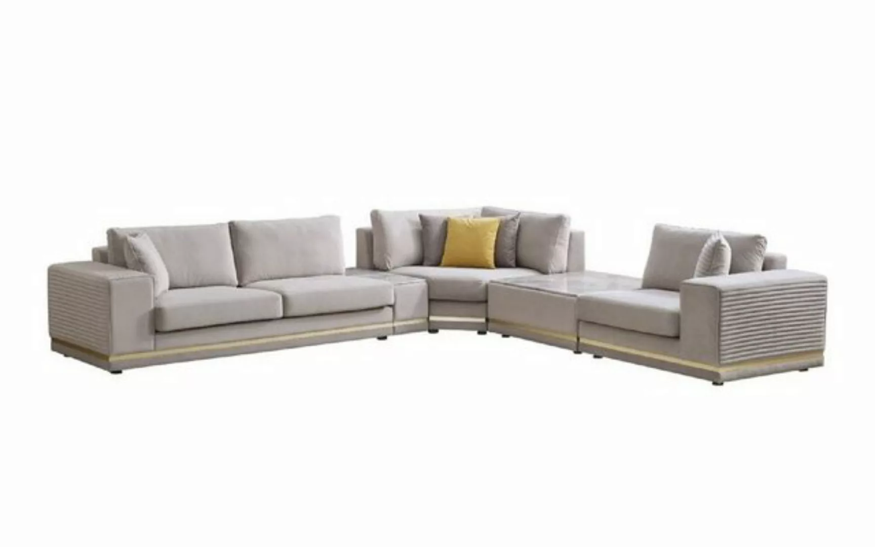 JVmoebel Ecksofa Wohnzimmer Hellbeiges Ecksofa L-Form Couch Modernes Textil günstig online kaufen